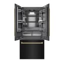 ZLINE Autograph Edition 36 in. 19.6 cu. ft. French Door Built-In Bottom Freezer Refrigerator with Water Dispenser and Ice Maker in Black Stainless Steel with Graphite Gray Interior and Champagne Bronze Accents (GRBIVZ-BS-36-CB) view 1