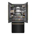 ZLINE Autograph Edition 36 in. 19.6 cu. ft. French Door Built-In Bottom Freezer Refrigerator with Water Dispenser and Ice Maker in Black Stainless Steel with Graphite Gray Interior and Champagne Bronze Accents (GRBIVZ-BS-36-CB) view 10