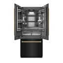 ZLINE Autograph Edition 36 in. 19.6 cu. ft. French Door Built-In Bottom Freezer Refrigerator with Water Dispenser and Ice Maker in Black Stainless Steel with Graphite Gray Interior and Polished Gold Accents (GRBIVZ-BS-36-G) view 1