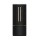 ZLINE Autograph Edition 36 in. 19.6 cu. ft. French Door Built-In Bottom Freezer Refrigerator with Water Dispenser and Ice Maker in Black Stainless Steel with Graphite Gray Interior and Polished Gold Accents (GRBIVZ-BS-36-G) view 11