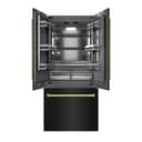 ZLINE Autograph Edition 36 in. 19.6 cu. ft. French Door Built-In Bottom Freezer Refrigerator with Water Dispenser and Ice Maker in Black Stainless Steel with Graphite Gray Interior and Polished Gold Accents (GRBIVZ-BS-36-G) view 19