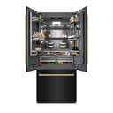 ZLINE Autograph Edition 36 in. 19.6 cu. ft. French Door Built-In Bottom Freezer Refrigerator with Water Dispenser and Ice Maker in Black Stainless Steel with Graphite Gray Interior and Polished Gold Accents (GRBIVZ-BS-36-G) view 10