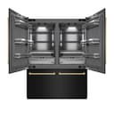 ZLINE Autograph Edition 60 in. 32.2 cu. ft. French Door Built-In Bottom Freezer Refrigerator with Water Dispenser and Ice Maker in Black Stainless Steel with Graphite Gray Interior and Champagne Bronze Accents (GRBIVZ-BS-60-CB) view 1