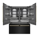 ZLINE Autograph Edition 60 in. 32.2 cu. ft. French Door Built-In Bottom Freezer Refrigerator with Water Dispenser and Ice Maker in Black Stainless Steel with Graphite Gray Interior and Polished Gold Accents (GRBIVZ-BS-60-G) view 1