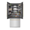 Autograph Edition 36 In. 19.6 Cu. Ft. French Door Built-in Bottom Freezer Refrigerator With Water Dispenser And Ice Maker In Satin Stainless Steel With Graphite Gray Interior And Champagne Bronze Accents view 18