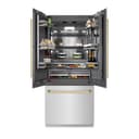 Autograph Edition 36 In. 19.6 Cu. Ft. French Door Built-in Bottom Freezer Refrigerator With Water Dispenser And Ice Maker In Satin Stainless Steel With Graphite Gray Interior And Polished Gold Accents view 18