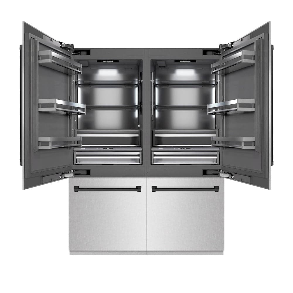 Autograph Edition 60 In. 32.2 Cu. Ft. French Door Built-in Bottom Freezer Refrigerator With Water Dispenser And Ice Maker In Satin Stainless Steel With Graphite Gray Interior And Matte Black Accents