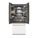 Autograph Edition 36 In. 19.6 Cu. Ft. French Door Built-in Bottom Freezer Refrigerator With Water Dispenser And Ice Maker In White Matte With Graphite Gray Interior And Champagne Bronze Accents view 10