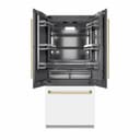 Autograph Edition 36 In. 19.6 Cu. Ft. French Door Built-in Bottom Freezer Refrigerator With Water Dispenser And Ice Maker In White Matte With Graphite Gray Interior And Polished Gold Accents view 1