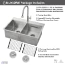 ACQUA 33 in. Drop-In/Undermount 50/50 Double Bowl Stainless Steel Sink with Faucet & Waterfall view 11