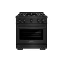 ZLINE 30 in. 4.2 cu. ft. Select Dual Fuel Range with Gas Cooktop and Electric Convection Oven in Black Stainless Steel with 4 Brass Burners (HDRB-BR-30) view 2