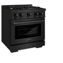 ZLINE 30 in. 4.2 cu. ft. Select Dual Fuel Range with Gas Cooktop and Electric Convection Oven in Black Stainless Steel with 4 Brass Burners (HDRB-BR-30) view 3