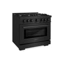 ZLINE 36 in. 5.2 cu. ft. Select Dual Fuel Range with Gas Cooktop and Electric Convection Oven in Black Stainless Steel with 6 Brass Burners (HDRB-BR-36) view 1