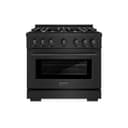 ZLINE 36 in. 5.2 cu. ft. Select Dual Fuel Range with Gas Cooktop and Electric Convection Oven in Black Stainless Steel with 6 Brass Burners (HDRB-BR-36) view 2