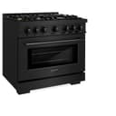 ZLINE 36 in. 5.2 cu. ft. Select Dual Fuel Range with Gas Cooktop and Electric Convection Oven in Black Stainless Steel with 6 Brass Burners (HDRB-BR-36) view 3