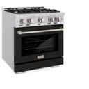 ZLINE 30 in. 4.2 cu. ft. Select Dual Fuel Range with 4 Burner Gas Cooktop and Electric Convection Oven in Stainless Steel with Black Matte Door (HDR-BLM-30) view 3