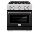 ZLINE 30 in. 4.2 cu. ft. Select Dual Fuel Range with 4 Burner Gas Cooktop and Electric Convection Oven in Stainless Steel with Black Matte Door (HDR-BLM-30) view 5