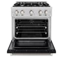 ZLINE 30 in. 4.2 cu. ft. Select Dual Fuel Range with 4 Burner Gas Cooktop and Electric Convection Oven in Stainless Steel with Black Matte Door (HDR-BLM-30) view 6