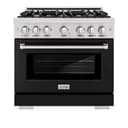 ZLINE 36 in. 5.2 cu. ft. Select Dual Fuel Range with 6 Burner Gas Cooktop and Electric Convection Oven in Stainless Steel with Black Matte Door (HDR-BLM-36) view 4