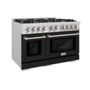 ZLINE 48 in. 6.7 cu. ft. Select Double Oven Dual Fuel Range with 8 Burner Gas Cooktop in Stainless Steel with Black Matte Doors (HDR-BLM-48) view 1
