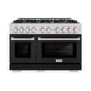 ZLINE 48 in. 6.7 cu. ft. Select Double Oven Dual Fuel Range with 8 Burner Gas Cooktop in Stainless Steel with Black Matte Doors (HDR-BLM-48) view 2