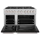 ZLINE 48 in. 6.7 cu. ft. Select Double Oven Dual Fuel Range with 8 Burner Gas Cooktop in Stainless Steel with Black Matte Doors (HDR-BLM-48) view 5