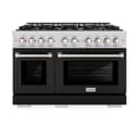 ZLINE 48 in. 6.7 cu. ft. Select Double Oven Dual Fuel Range with 8 Burner Gas Cooktop in Stainless Steel with Black Matte Doors (HDR-BLM-48) view 6