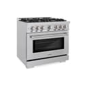 ZLINE 36 in. 5.2 cu. ft. Select Dual Fuel Range with Gas Cooktop and Electric Convection Oven in Stainless Steel with 6 Brass Burners (HDR-BR-36) view 1
