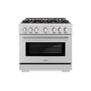 ZLINE 36 in. 5.2 cu. ft. Select Dual Fuel Range with Gas Cooktop and Electric Convection Oven in Stainless Steel with 6 Brass Burners (HDR-BR-36) view 2