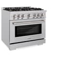 ZLINE 36 in. 5.2 cu. ft. Select Dual Fuel Range with Gas Cooktop and Electric Convection Oven in Stainless Steel with 6 Brass Burners (HDR-BR-36) view 3