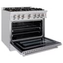 ZLINE 36 in. 5.2 cu. ft. Select Dual Fuel Range with Gas Cooktop and Electric Convection Oven in Stainless Steel with 6 Brass Burners (HDR-BR-36) view 4