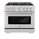 ZLINE 36 in. 5.2 cu. ft. Select Dual Fuel Range with Gas Cooktop and Electric Convection Oven in Stainless Steel with 6 Brass Burners (HDR-BR-36) view 5