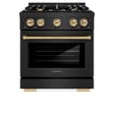 ZLINE Autograph Edition 30 in. 4.2 cu. ft. Select Dual Fuel Range with 4 Burner Gas Cooktop and Electric Convection Oven in Black Stainless Steel with Champagne Bronze Accents (HDRBZ-30-CB) view 4
