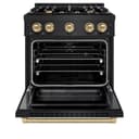 ZLINE Autograph Edition 30 in. 4.2 cu. ft. Select Dual Fuel Range with 4 Burner Gas Cooktop and Electric Convection Oven in Black Stainless Steel with Champagne Bronze Accents (HDRBZ-30-CB) view 5
