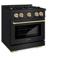 ZLINE Autograph Edition 30 in. 4.2 cu. ft. Select Dual Fuel Range with 4 Burner Gas Cooktop and Electric Convection Oven in Black Stainless Steel with Polished Gold Accents (HDRBZ-30-G) view 3