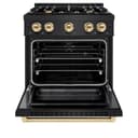 ZLINE Autograph Edition 30 in. 4.2 cu. ft. Select Dual Fuel Range with 4 Burner Gas Cooktop and Electric Convection Oven in Black Stainless Steel with Polished Gold Accents (HDRBZ-30-G) view 5