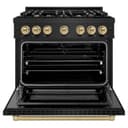 ZLINE Autograph Edition 36 in. 5.2 cu. ft. Select Dual Fuel Range with 6 Burner Gas Cooktop and Electric Convection Oven in Black Stainless Steel with Champagne Bronze Accents (HDRBZ-36-CB) view 5