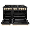 ZLINE Autograph Edition 48 in. 6.7 cu. ft. Select Double Oven Dual Fuel Range with 8 Burner Gas Cooktop in Black Stainless Steel and Polished Gold Accents (HDRBZ-48-G) view 4