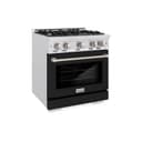 ZLINE 30 in. 4.2 cu. ft. Select Dual Fuel Range with 4 Burner Gas Cooktop and Electric Convection Oven in DuraSnow® Stainless Steel with Black Matte Door (HDRS-BLM-30) view 1