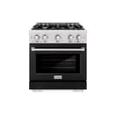 ZLINE 30 in. 4.2 cu. ft. Select Dual Fuel Range with 4 Burner Gas Cooktop and Electric Convection Oven in DuraSnow® Stainless Steel with Black Matte Door (HDRS-BLM-30) view 2