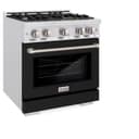 ZLINE 30 in. 4.2 cu. ft. Select Dual Fuel Range with 4 Burner Gas Cooktop and Electric Convection Oven in DuraSnow® Stainless Steel with Black Matte Door (HDRS-BLM-30) view 3