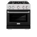 ZLINE 30 in. 4.2 cu. ft. Select Dual Fuel Range with 4 Burner Gas Cooktop and Electric Convection Oven in DuraSnow® Stainless Steel with Black Matte Door (HDRS-BLM-30) view 5