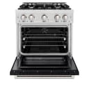 ZLINE 30 in. 4.2 cu. ft. Select Dual Fuel Range with 4 Burner Gas Cooktop and Electric Convection Oven in DuraSnow® Stainless Steel with Black Matte Door (HDRS-BLM-30) view 6