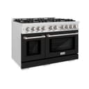 ZLINE 48 in. 6.7 cu. ft. Select Double Oven Dual Fuel Range with 8 Burner Gas Cooktop in DuraSnow® Stainless Steel with Black Matte Doors (HDRS-BLM-48) view 1