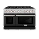ZLINE 48 in. 6.7 cu. ft. Select Double Oven Dual Fuel Range with 8 Burner Gas Cooktop in DuraSnow® Stainless Steel with Black Matte Doors (HDRS-BLM-48) view 5