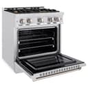 ZLINE 30 in. 4.2 cu. ft. Select Dual Fuel Range with Gas Cooktop and Electric Convection Oven in DuraSnow® Stainless Steel with 4 Brass Burners (HDRS-BR-30) view 4