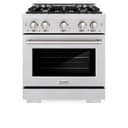 ZLINE 30 in. 4.2 cu. ft. Select Dual Fuel Range with Gas Cooktop and Electric Convection Oven in DuraSnow® Stainless Steel with 4 Brass Burners (HDRS-BR-30) view 5