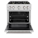 ZLINE 30 in. 4.2 cu. ft. Select Dual Fuel Range with Gas Cooktop and Electric Convection Oven in DuraSnow® Stainless Steel with 4 Brass Burners (HDRS-BR-30) view 6