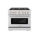 ZLINE 36 in. 5.2 cu. ft. Select Dual Fuel Range with Gas Cooktop and Electric Convection Oven in DuraSnow® Stainless Steel with 6 Brass Burners (HDRS-BR-36) view 2