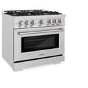 ZLINE 36 in. 5.2 cu. ft. Select Dual Fuel Range with Gas Cooktop and Electric Convection Oven in DuraSnow® Stainless Steel with 6 Brass Burners (HDRS-BR-36) view 3